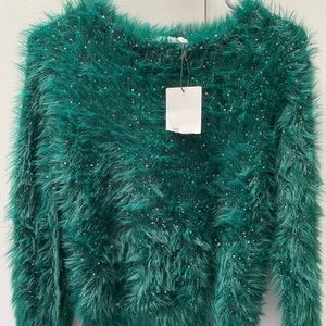 ZARA green sparkly sweater